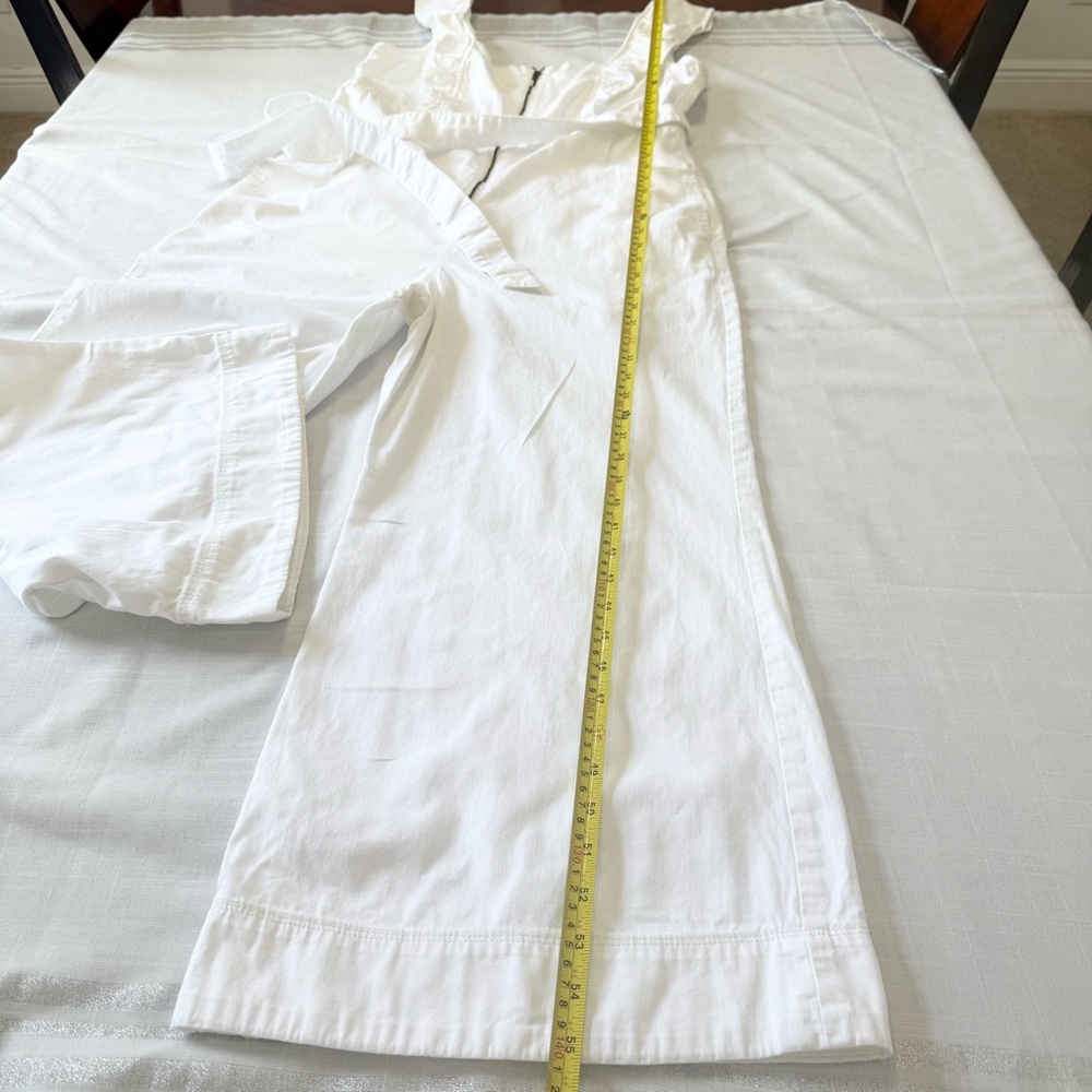 Free People Sun Valley Wide-Leg Jumpsuit w/Ruffles in Ivory White Size 12 - Picture 9 of 16